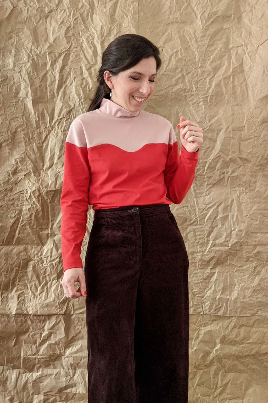 High Neck Long Bat Sleeved Top Pattern - Vague thumbnail